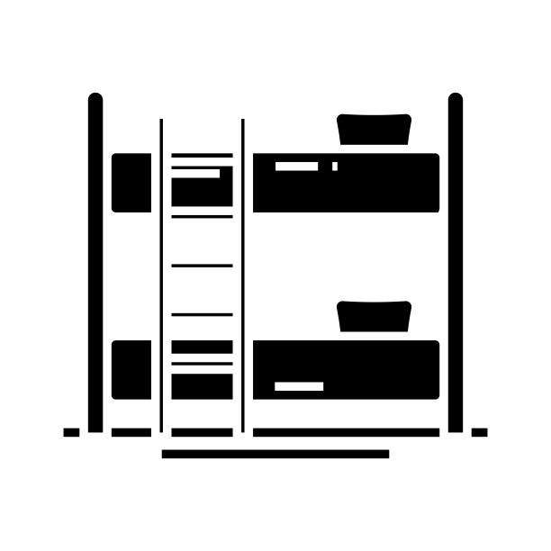 双层床黑色图标，概念插图，矢量平面符号，象形符号图片下载