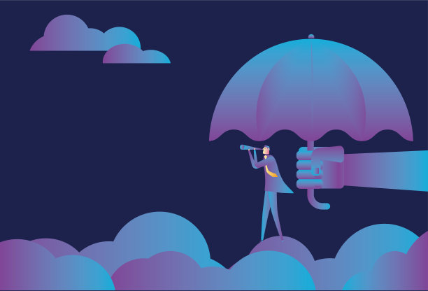 商人覆盖伞与望远镜库存插图图片下载