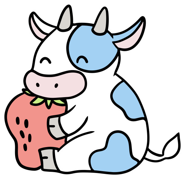 矢量插图的奶牛抱着一个草莓图片下载