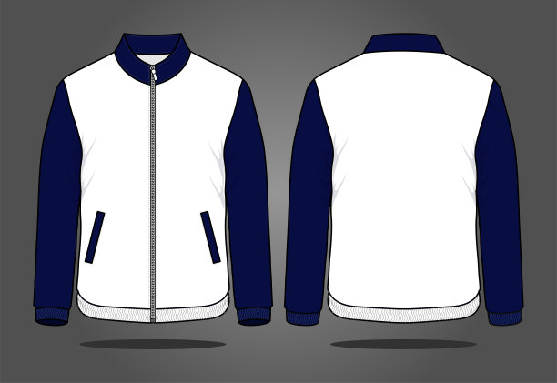夹克设计向量与白色/海军颜色。图片下载