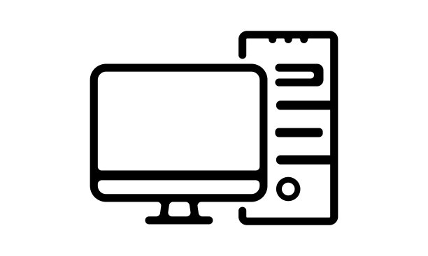 电脑图标。监控和系统单元。简单的平面矢量股票插图eps 10。在白色背景上隔离图片下载