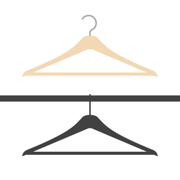 扁平风格和剪影木制衣架套。矢量图图片下载