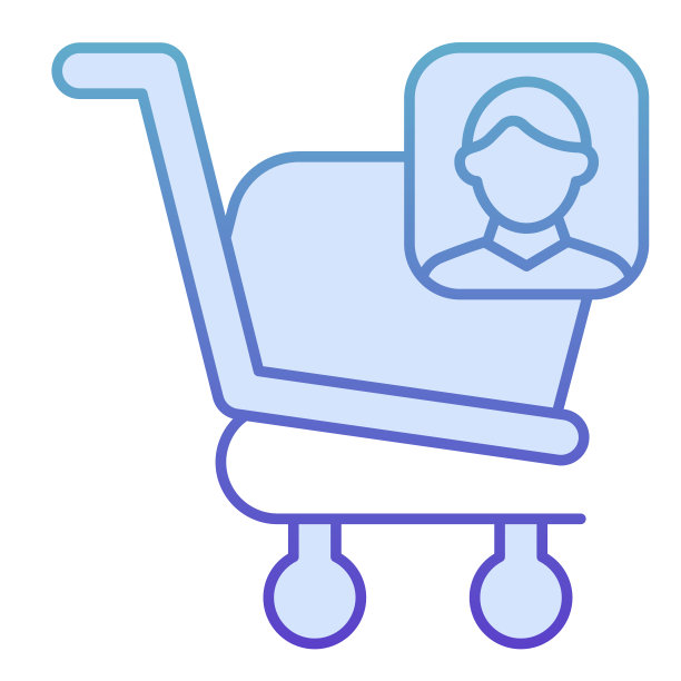 消费者篮化身平面图标。购物手推车客户矢量插图孤立在白色。市场购物车帐户梯度风格设计，专为网页和应用程序Eps10。图片下载