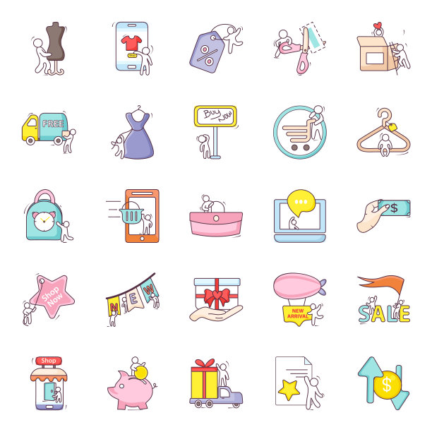 在线购物涂鸦矢量包图片下载