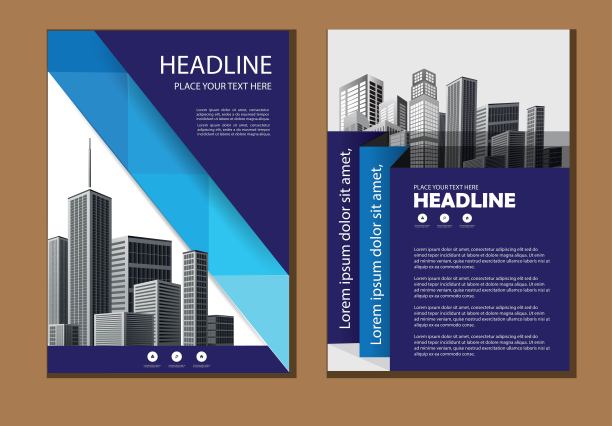 业务抽象向量模板。宣传册设计，涵盖现代布局，年度报告，海报，传单A4彩色三角形，几何形状的科技，科学，市场与灯光背景图片下载