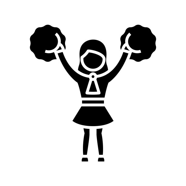 啦啦队黑色图标，概念插图，矢量平面符号，象形符号图片下载