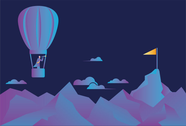 寻找目标在热气球股票插图图片下载