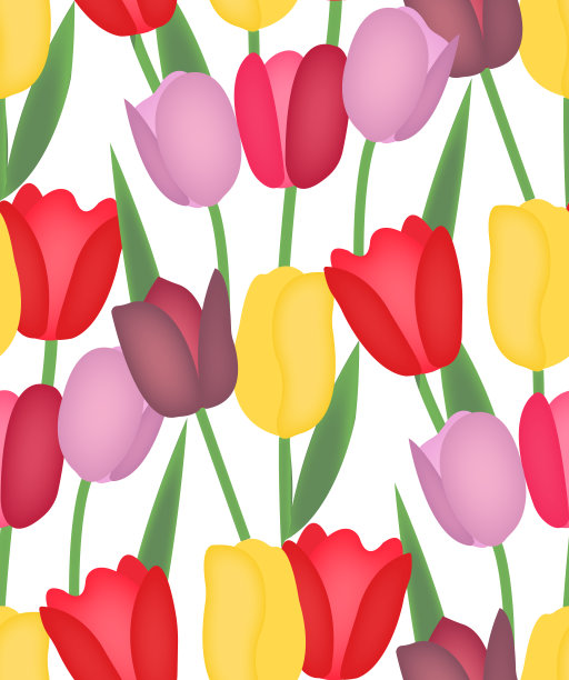 郁金香五彩缤纷-无缝图案。图片下载