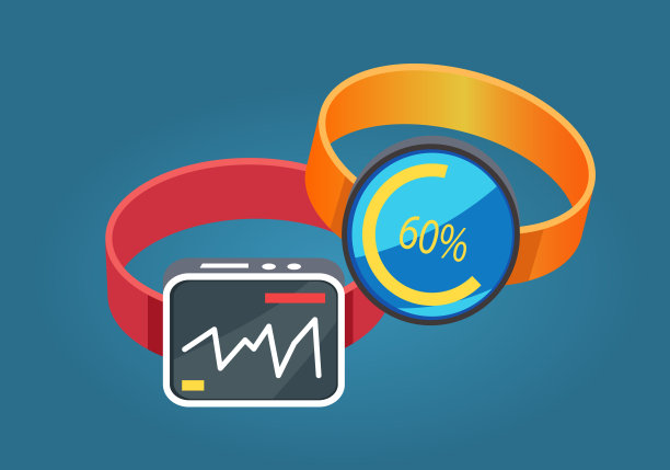 智能手表红色和黄色的颜色平风格图片下载