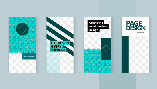 Azure、绿松石、鱼鳞为社交网络、故事和带有图片窗口的打印设计设置了模板。现代风格以美丽的天蓝色波浪的形式出现。美人鱼的风格。图片下载
