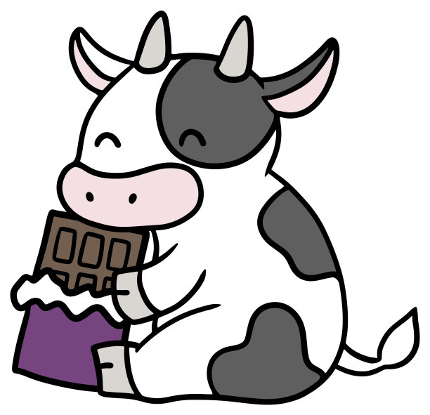 矢量插图的牛拿着巧克力棒图片下载