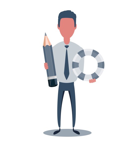 商人或职员。男性角色在时尚的简单风格与对象，平面矢量插图图片下载