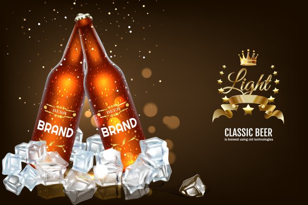 带冰载体的啤酒瓶和罐子图片下载