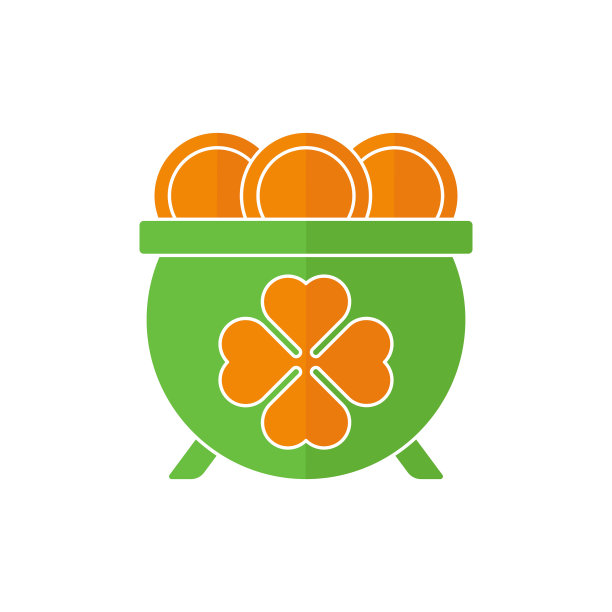 壶的黄金平面图标矢量插图。圣帕特里克节矢量插图。图片下载