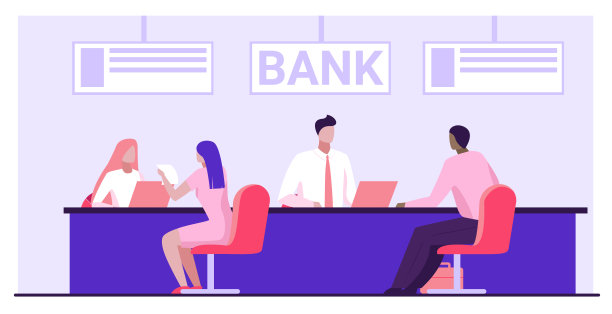 为客户提供服务的银行工作人员图片下载