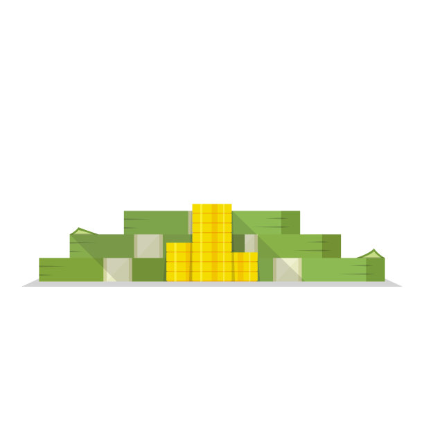 成堆的美元现金和金币。商业和财务概念。平面向量插图。图片下载