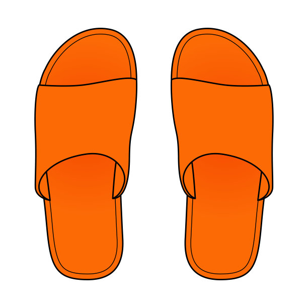 橙色拖鞋鞋矢量模板图片下载
