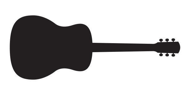 吉他黑色剪影。乐器图标。矢量插图。图片下载