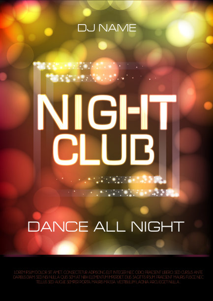 霓虹灯。夜总会迪斯科舞会海报图片下载