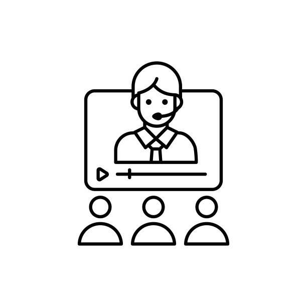 视频会议矢量图。线条与颜色背景和投资图标。图片下载