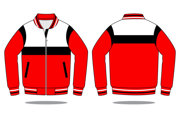 夹克设计矢量与红色/白色/黑色的颜色。图片下载