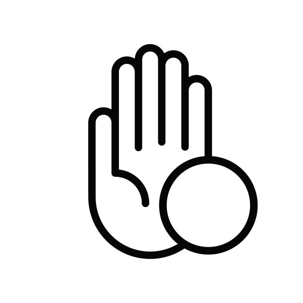 手图标矢量，填充平面标志，固体象形图孤立在白色，标志插图图片下载