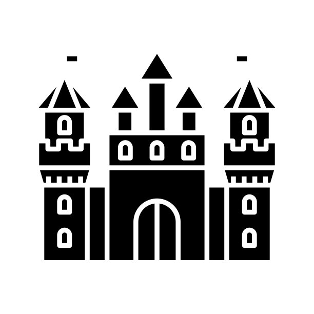 黑城堡图标，概念插图，矢量平面符号，象形符号图片下载