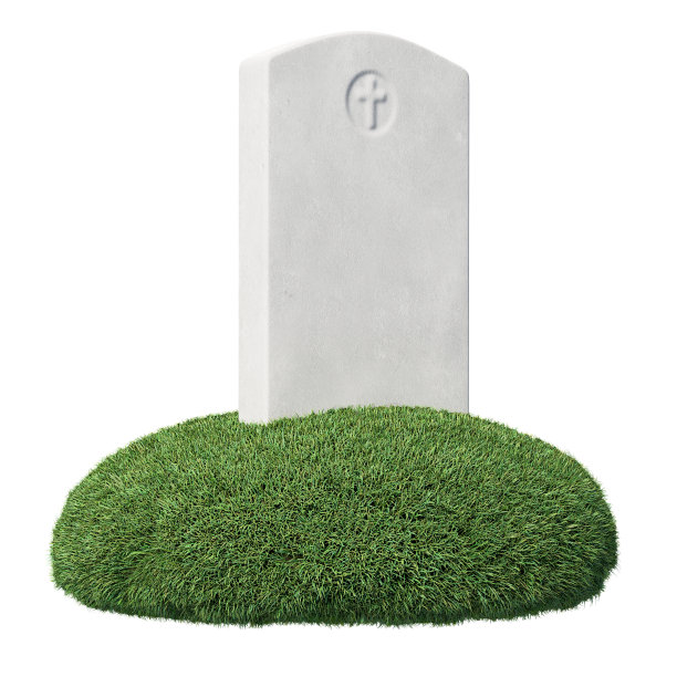 灰色空白墓碑上草岛孤立图片下载