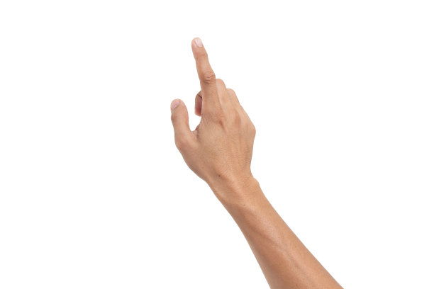 带有剪切路径的男人手部在白色背景上的特写图片下载