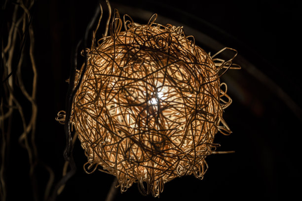 球形复古藤条灯图片下载