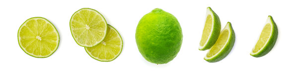 一套新鲜的整片酸橙。孤立在白色背景上。俯视图图片下载