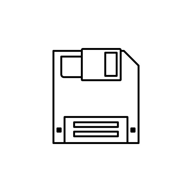 软盘或保存轮廓矢量图标，适用于应用和网站图片下载