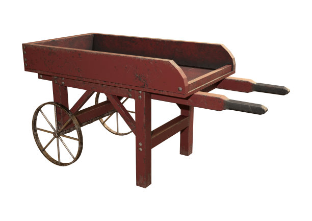 3D插图复古手推车上的白色图片下载