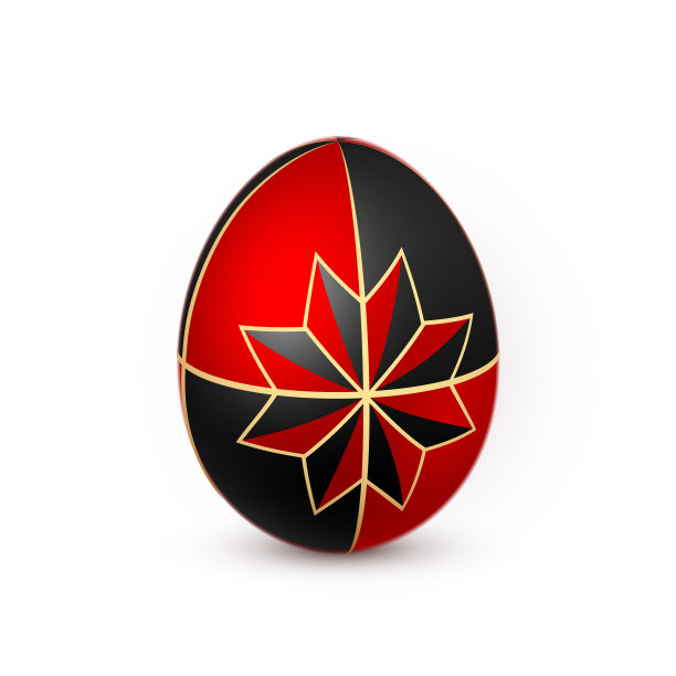 白色背景上的复活节彩蛋。红色和白色的蛋漆蜂蜡。矢量图图片下载