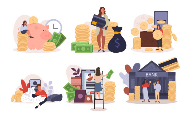 六种不同的银行和金融设计图片下载