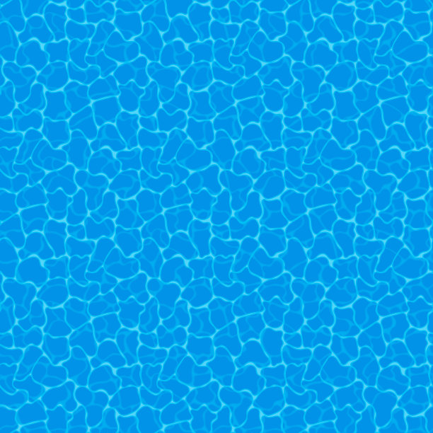 游泳池底部焦散线波纹和流动与波浪背景。无缝蓝色波纹图案。矢量图图片下载