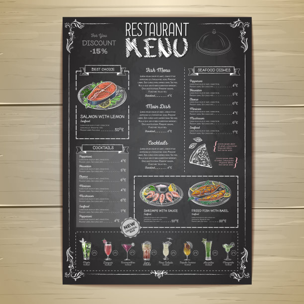 粉笔画餐厅菜单设计图片下载