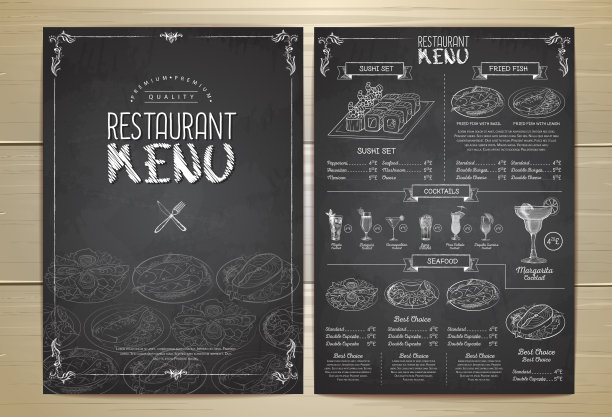 粉笔画餐厅菜单设计图片下载