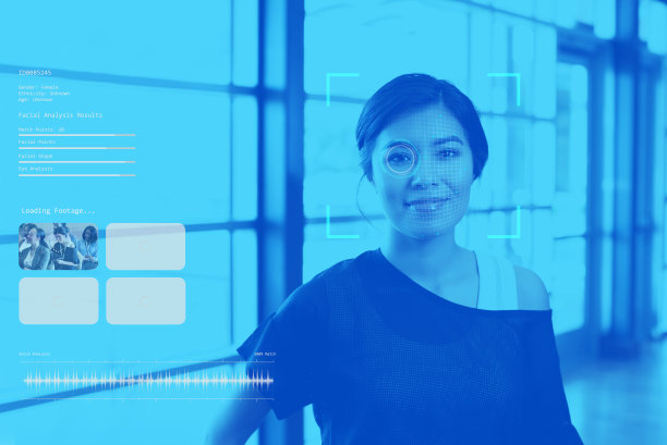 年轻女子的面部识别图像图片下载