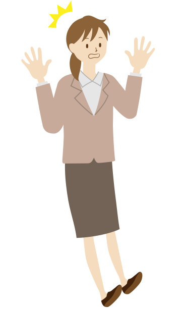 教师(女性)站立的插图(惊奇姿势)图片下载