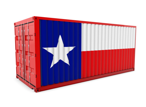 一个货运集装箱的3d渲染与德州国旗图片下载