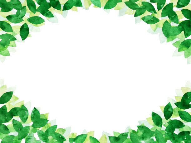水彩风格的绿叶插图框架图片下载