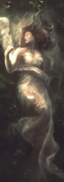 水下穿着白色长裙的美丽女人素材图片