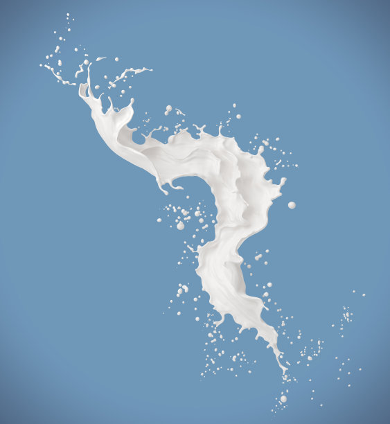牛奶飞溅孤立的背景。图片下载