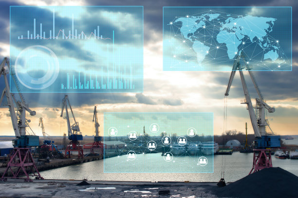 基于数据分析和人工智能处理的现代工业，全球市场商品分销和海港运输图片下载