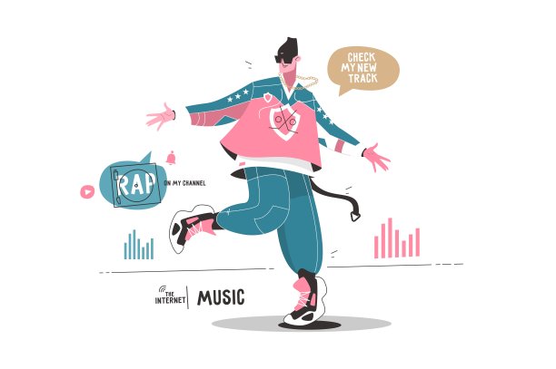 男人通过网络应用程序听音乐图片下载