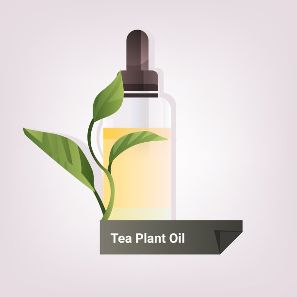 滴入茶树精油精华的玻璃瓶含有黄色液体和叶自然面部身体美容疗法的概念图片下载