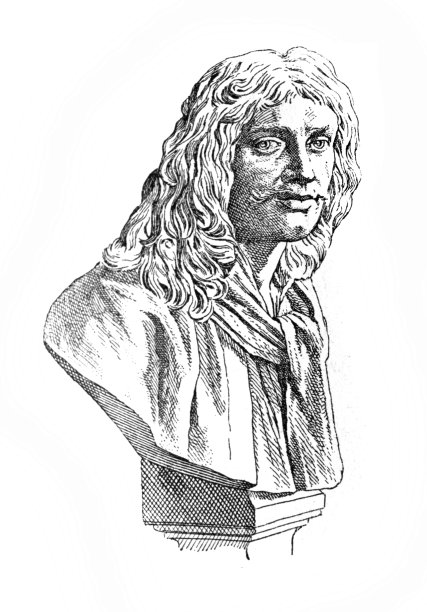 乌东的《莫里哀的半身像》，收录于《迈耶斯辞典》第二卷，1897年，莱比锡图片下载