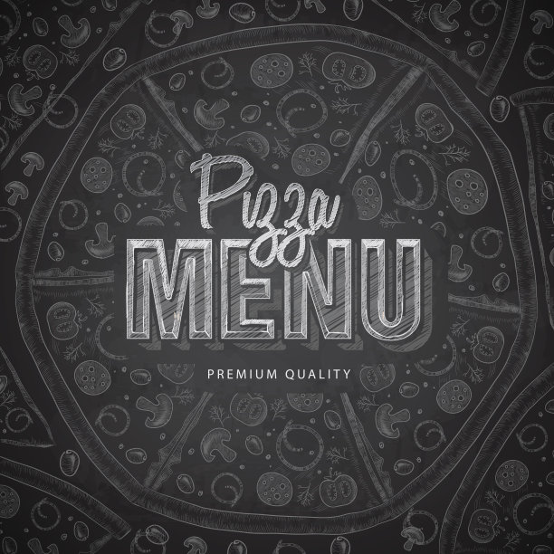 粉笔画印刷比萨菜单设计图片下载