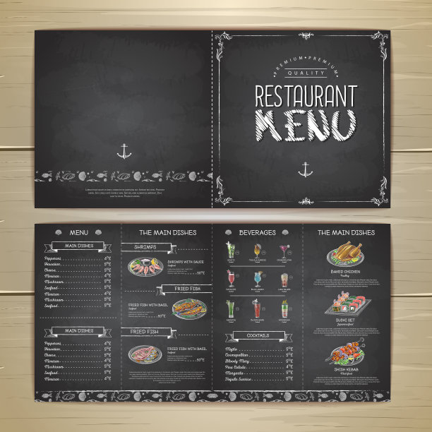 粉笔画餐厅菜单设计图片下载